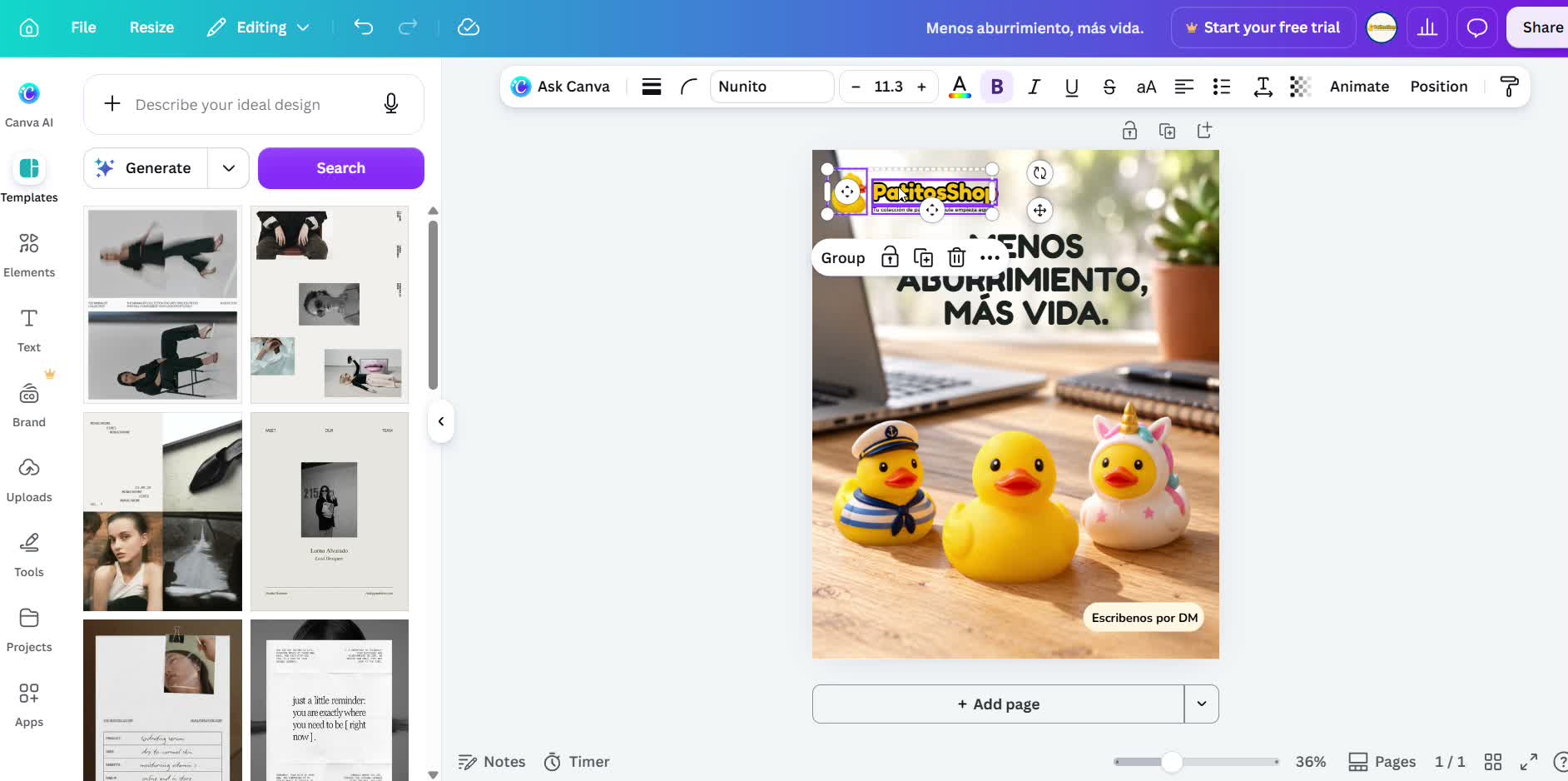 Captura de pantalla — paso 4: Mueve los elementos que quieras