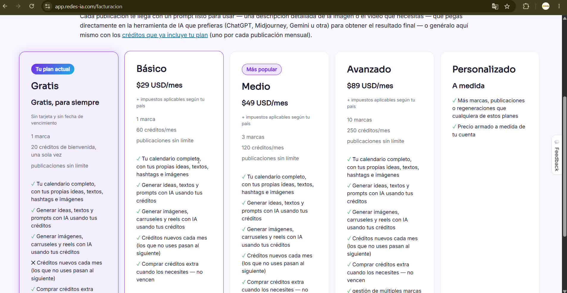 Captura de pantalla — paso 8: Tu plan y facturación