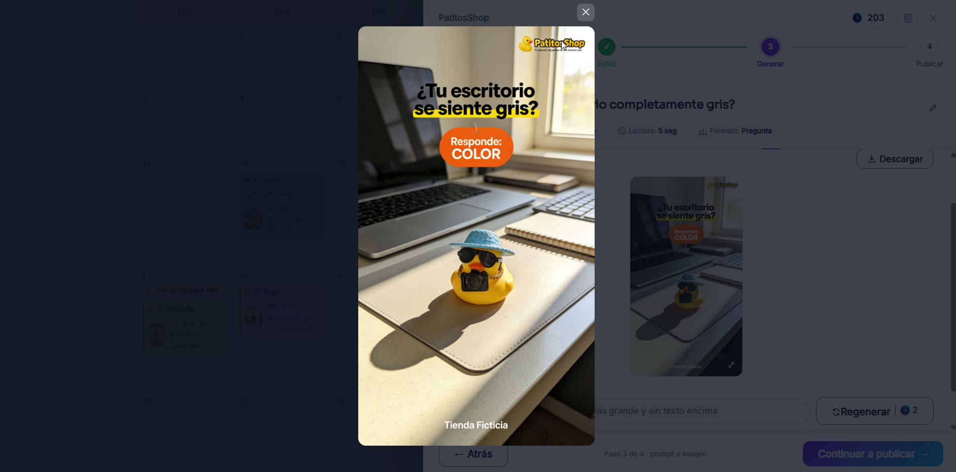 Captura de pantalla — paso 5: Comparalos con lo que genera RedesIA
