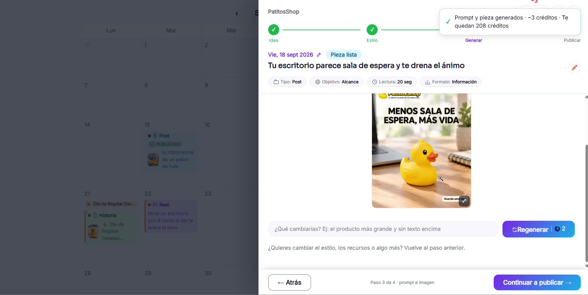 Captura de pantalla — paso 3: Genera y revisa el resultado