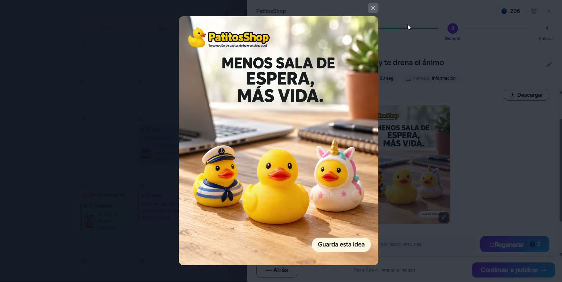 Captura de pantalla — paso 4: Pide el cambio específico y regenera
