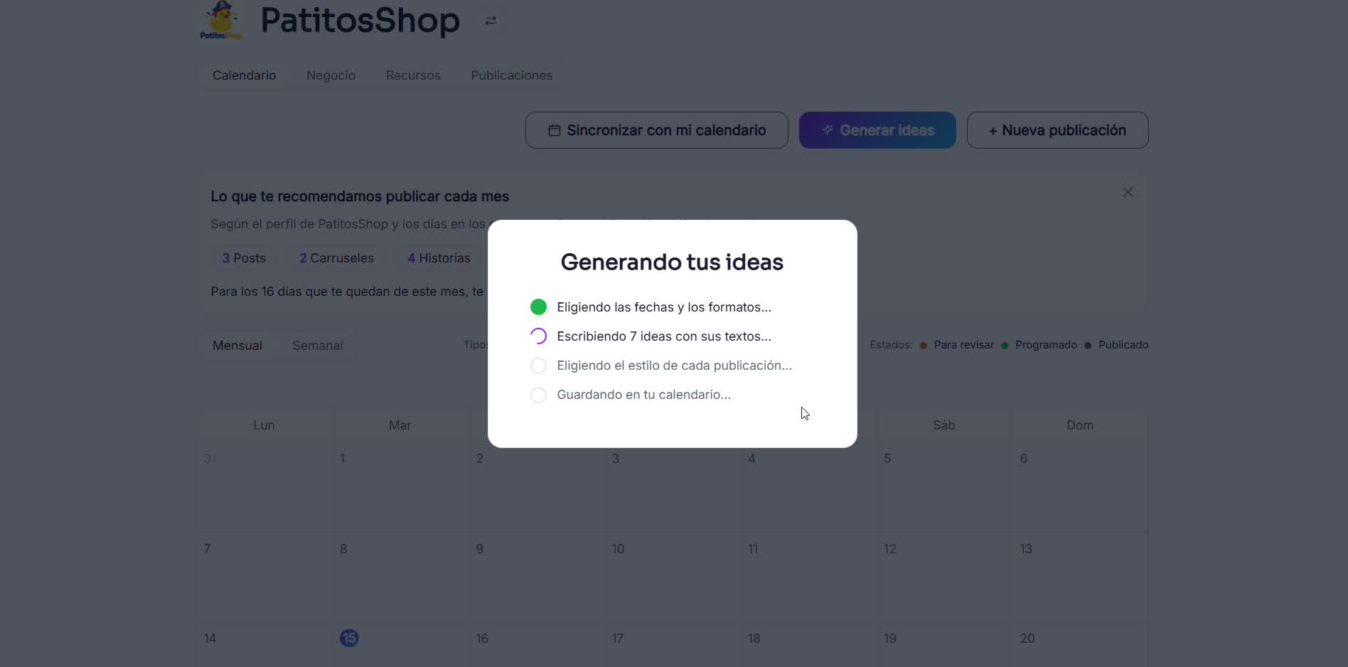 Captura de pantalla — paso 5: Sigue igual: genera tu calendario