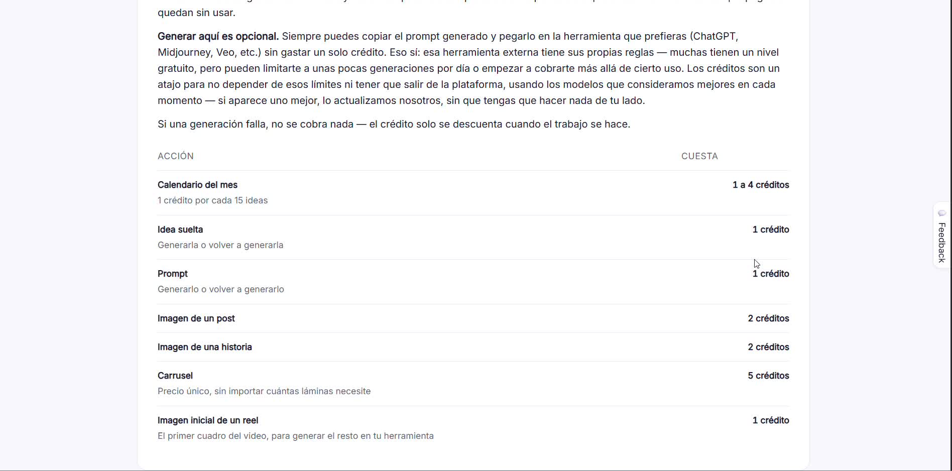 Captura de pantalla — paso 2: Entiende qué gasta créditos