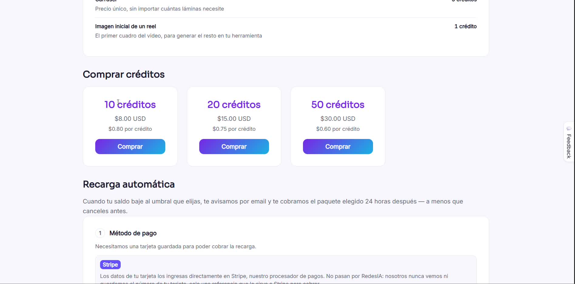 Captura de pantalla — paso 3: Compra créditos extra