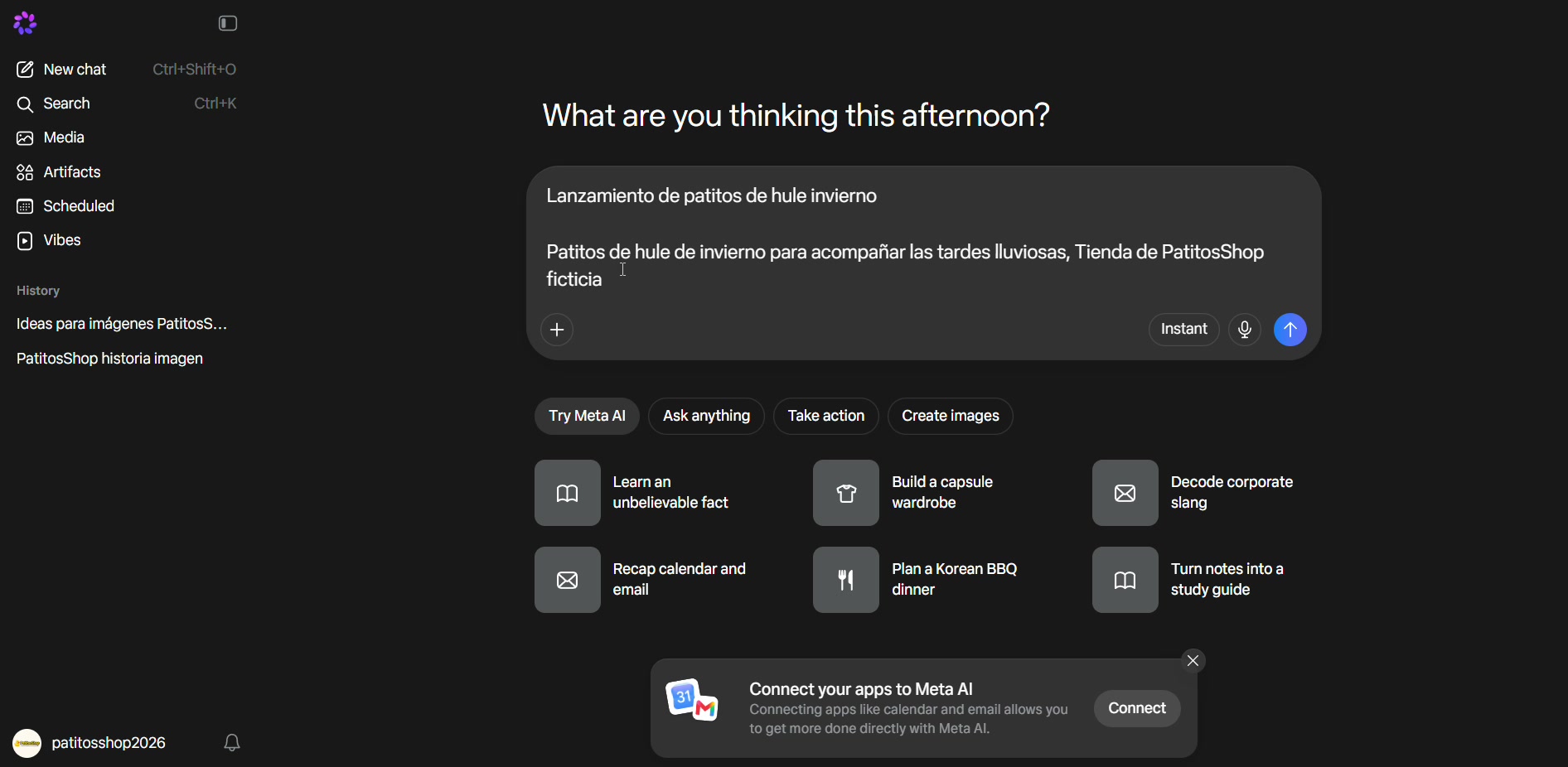 Captura de pantalla — paso 2: Dale la misma idea a ChatGPT, Gemini, Grok o Meta AI