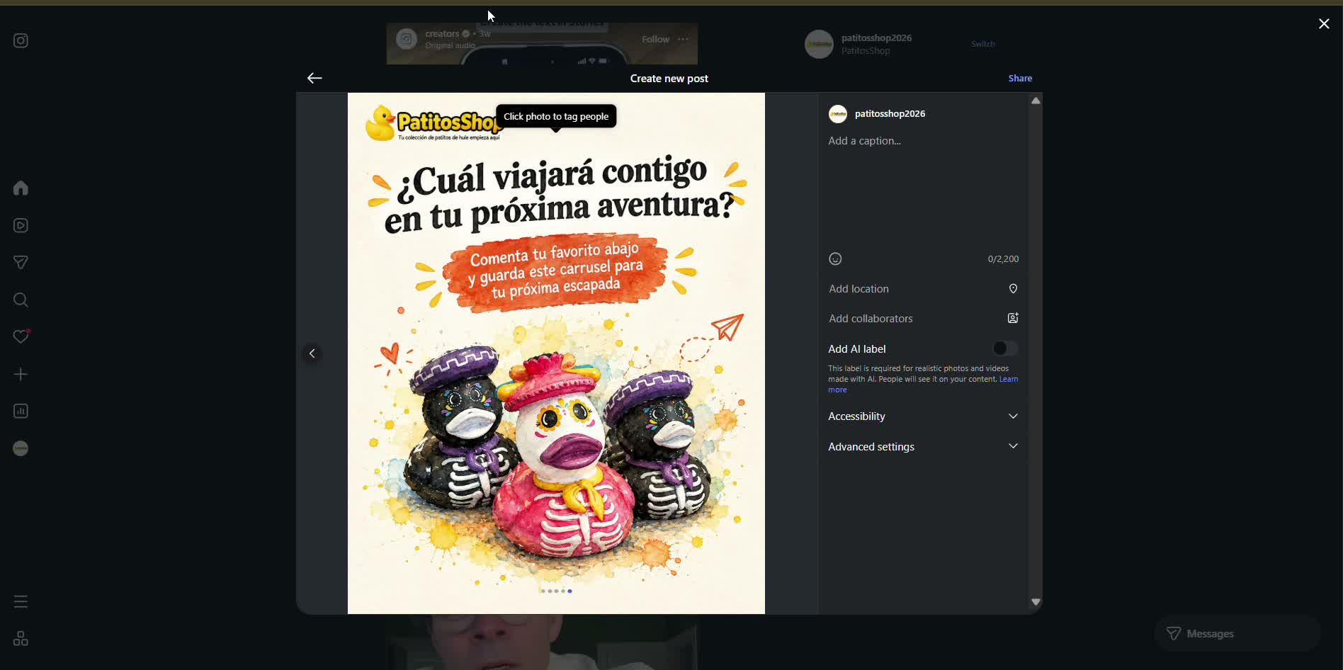 Captura de pantalla — paso 5: Comparte tu publicación