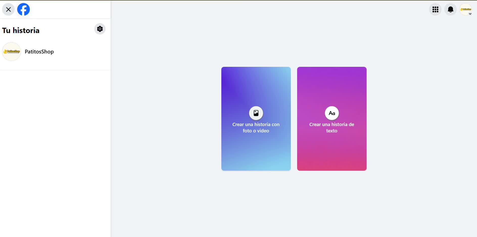 Captura de pantalla — paso 2: Abre Facebook y crea una historia