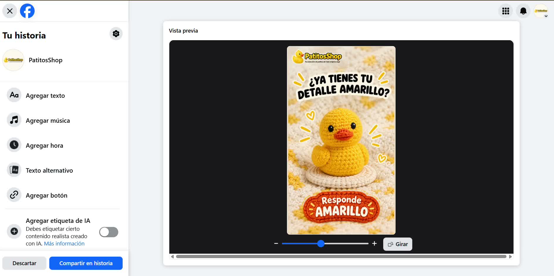 Captura de pantalla — paso 3: Sube tu imagen y personaliza