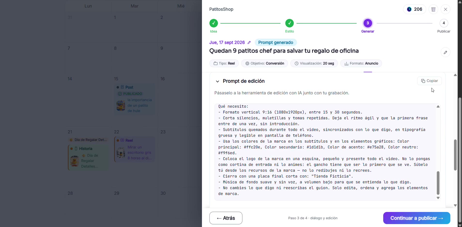 Captura de pantalla — paso 1: Copia el prompt de edición y pégalo en Flow