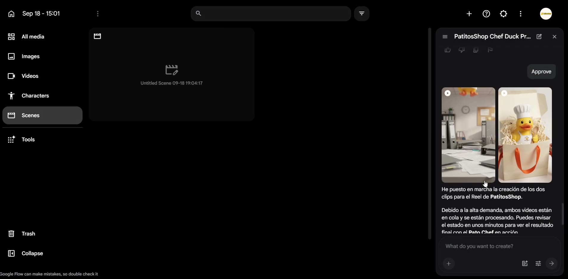 Captura de pantalla — paso 2: Espera a que la IA genere los clips