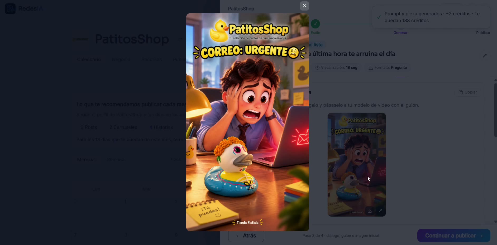 Captura de pantalla — paso 1: Genera tu reel y copia las imágenes de referencia